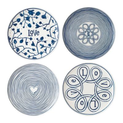 ED Ellen Degeneres - Blue Love Plate 8" Set/4 Mixed