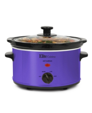 Elite By Maxi-matic 2qt Oval Slow Cooker With Glass Lid, Adjustable Temperature Controls, Keep Warm Function In Purple