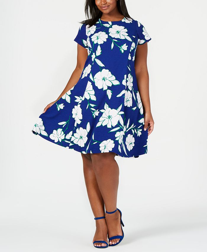 Jessica Howard Women's Plus Floral Print Fit & Flare Dress Black Size Petite Small