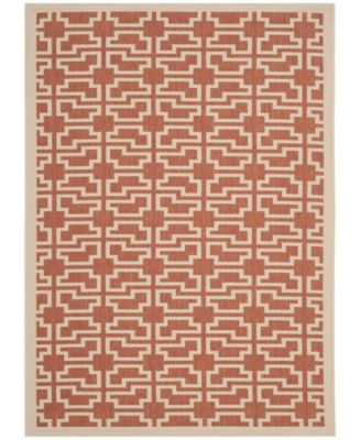 Courtyard CY6015 Terracotta and Beige 5'3" x 7'7" Outdoor Area Rug