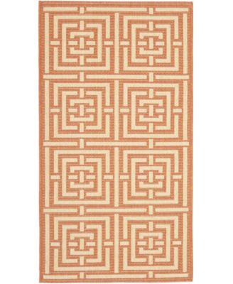Courtyard CY6937 Terracotta and Cream 8' x 11' Outdoor Area Rug