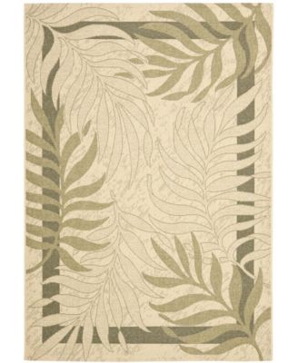 Courtyard CY7836 Cream and Green 5'3" x 7'7" Outdoor Area Rug