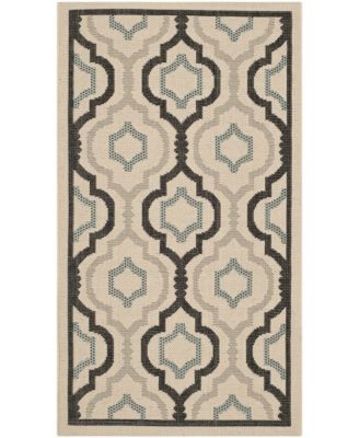 Courtyard CY7938 Beige and Black 5'3" x 7'7" Outdoor Area Rug