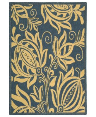 Courtyard CY2961 Blue and Natural 5'3" x 7'7" Outdoor Area Rug