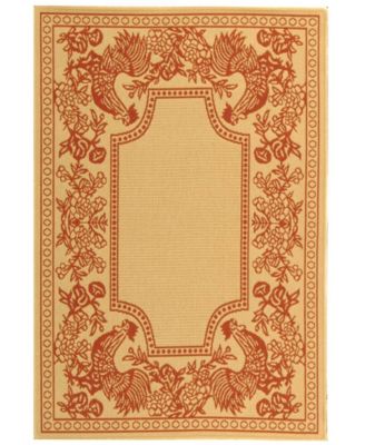 Courtyard CY3305 Natural and Red 5'3" x 7'7" Sisal Weave Outdoor Area Rug