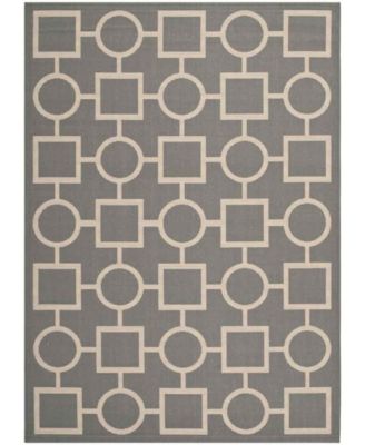 Courtyard CY6925 Anthracite and Beige 5'3" x 7'7" Sisal Weave Outdoor Area Rug