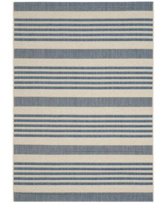 Courtyard CY6062 Beige and Blue 5'3" x 7'7" Sisal Weave Outdoor Area Rug