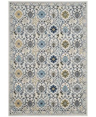 Evoke EVK210 Ivory and Blue 5'1" x 7'6" Area Rug