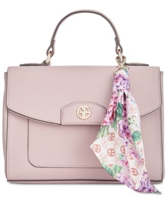 Giani Bernini - Bark Leather Crossbody Satchel with Scarf