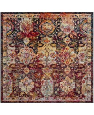 Crystal Navy and Orange 7' x 7' Square Area Rug