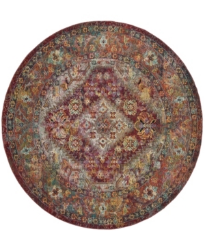 Safavieh Crystal Light Blue and Fuchsia 7' x 7' Round Area Rug
