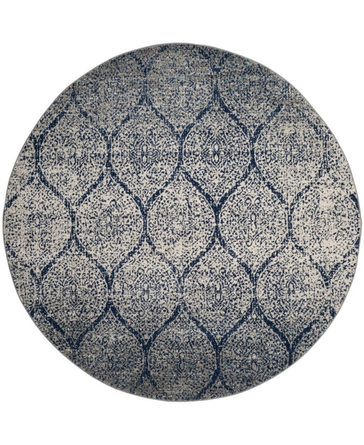 Safavieh Madison MAD604G Navy and Silver 9' x 9' Round Area Rug - Navy