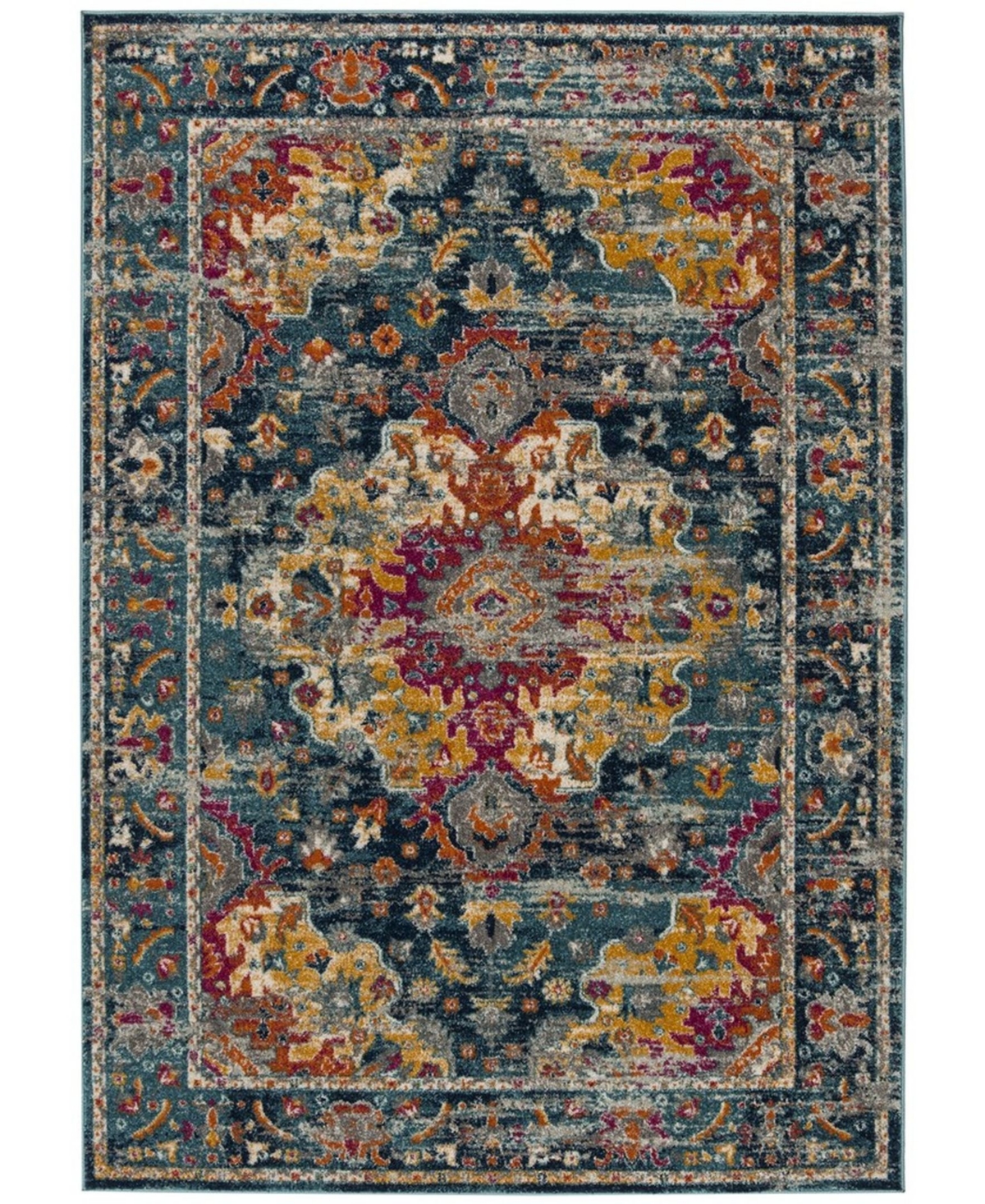 Safavieh Madison MAD154L Teal and Fuchsia 9' x 12' Sisal Weave Area Rug - Teal