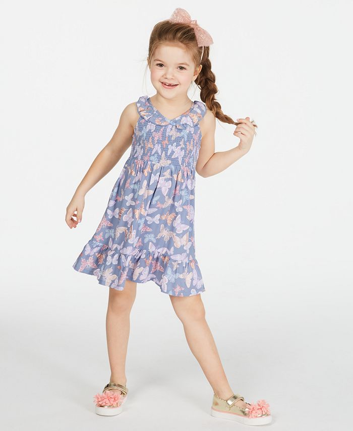 Epic Threads Little Girls Smocked Butterfly-Print Dress, Created for ...