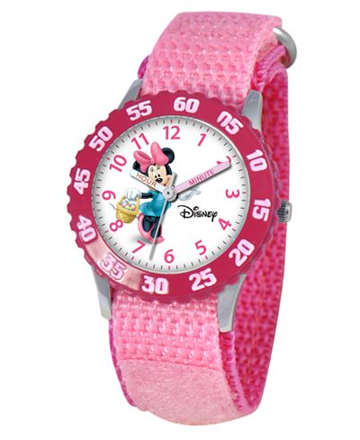 Disney Watch, Kid's Minnie Mouse Time Teacher Pink Velcro Strap 31mm W000024
