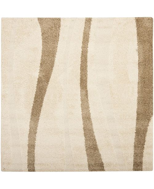 Safavieh Shag Cream And Dark Brown 5 X 5 Square Area Rug Reviews Rugs Macy S