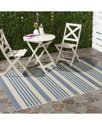 Courtyard CY6062 Beige and Blue 5'3" x 7'7" Sisal Weave Outdoor Area Rug