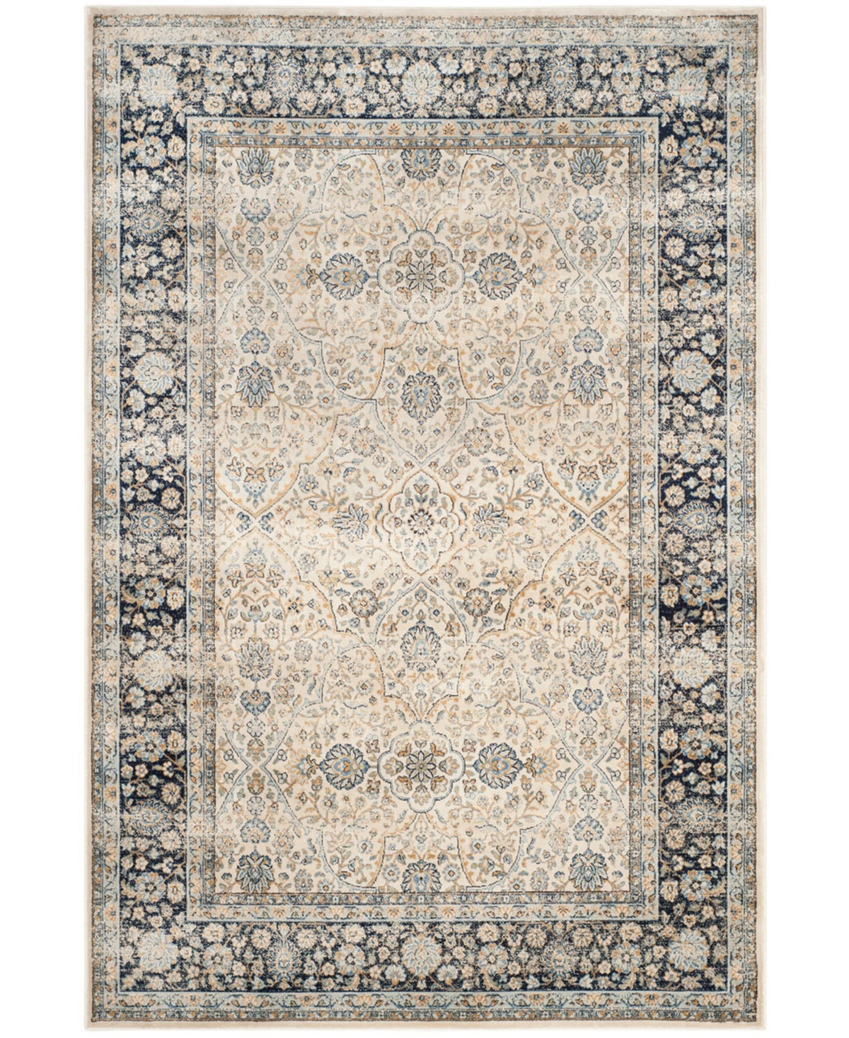 Safavieh Persian Garden Vintage PGV606 Ivory and Navy 5'1