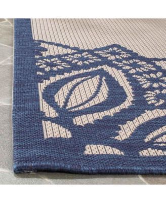 Courtyard CY6139 Beige and Navy 5'3" x 7'7" Sisal Weave Outdoor Area Rug