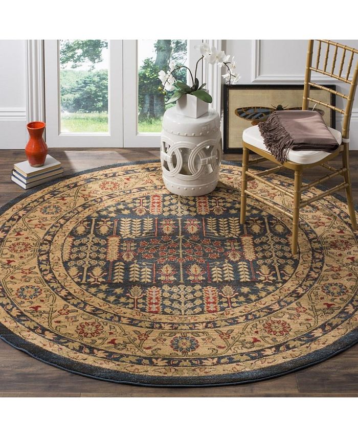 Safavieh Mahal Navy and Natural 6'7" x 6'7" Round Area Rug & Reviews
