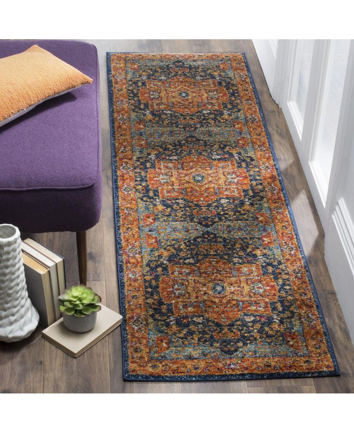Safavieh Evoke EVK275and Orange Area Rug - Blue