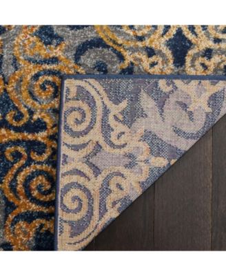 Evoke EVK230 Blue and Orange 5'1" x 7'6" Area Rug