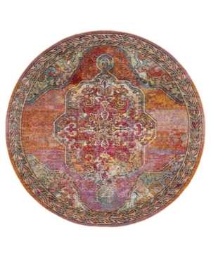 Safavieh Crystal Orange and Light Blue 7' x 7' Round Area Rug