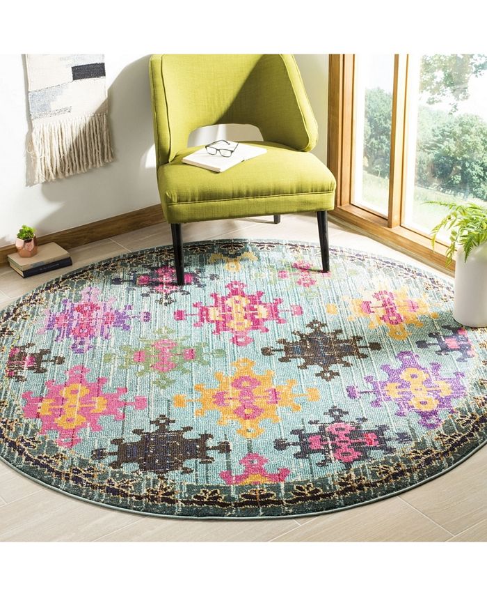 Safavieh Monaco Blue and Multi 6'7" x 6'7" Round Area Rug & Reviews