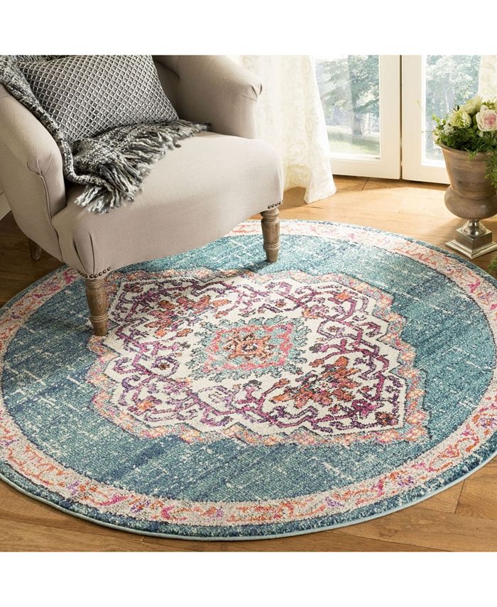 Safavieh Monaco Blue and Multi 5' x 5' Round Area Rug Macy's