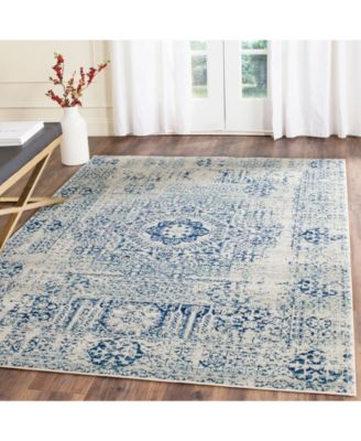 Evoke EVK260 Ivory and Blue 5'1" x 7'6" Area Rug