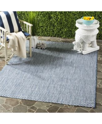Courtyard CY8653 Blue and Light Gray 5'3" x 7'7" Sisal Weave Outdoor Area Rug