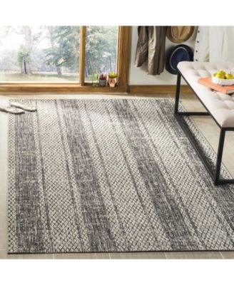 Courtyard CY8736 Light Gray and Black 5'3" x 7'7" Sisal Weave Outdoor Area Rug