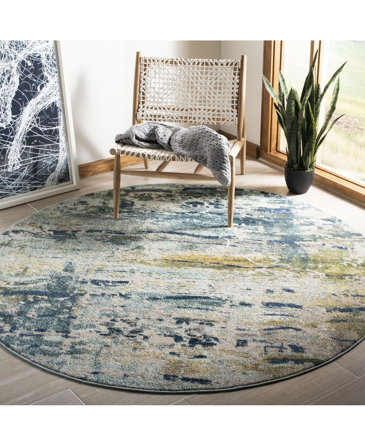 Safavieh Monaco MNC259and Gray x Area Rug - Blue