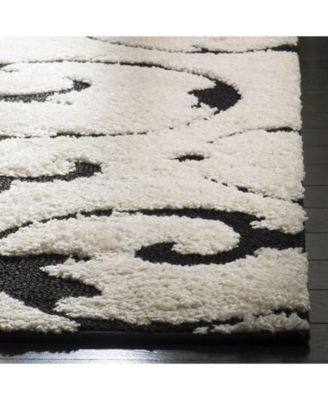 Florida Shag SG476 Ivory and Black 5'3" x 7'6" Area Rug