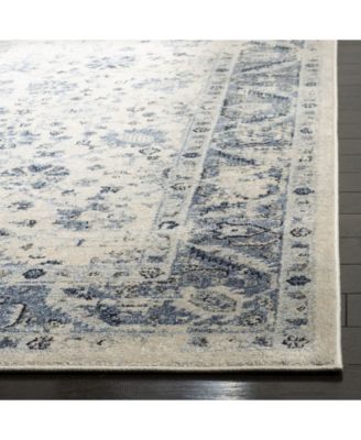 Charleston CHL413 Ivory and Blue 5'3" x 7'6" Area Rug