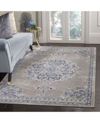 Brentwood BNT867 Light Gray and Blue 5'3" x 7'6" Area Rug