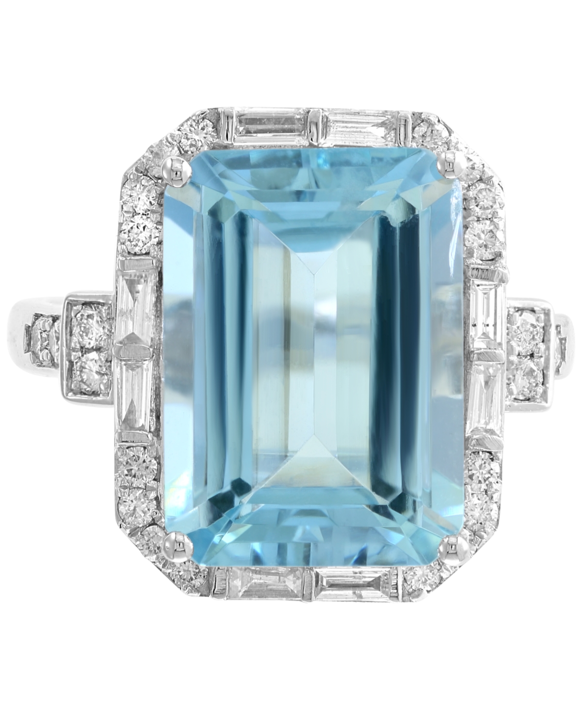 Effy(6-7/8 ct. t.w.) & Diamond (1/2 ct. t.w.) Ring in 14k White Gold - Aquamarine
