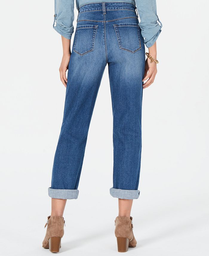 Style Co Womens Curvy Destructed Girlfriend Jeans Blue Size 6