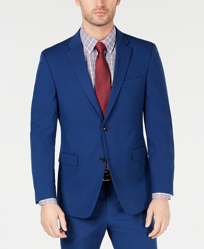 Tommy Hilfiger Men's Modern-Fit THFlex Stretch Blue Neat Tic Suit - Macy's