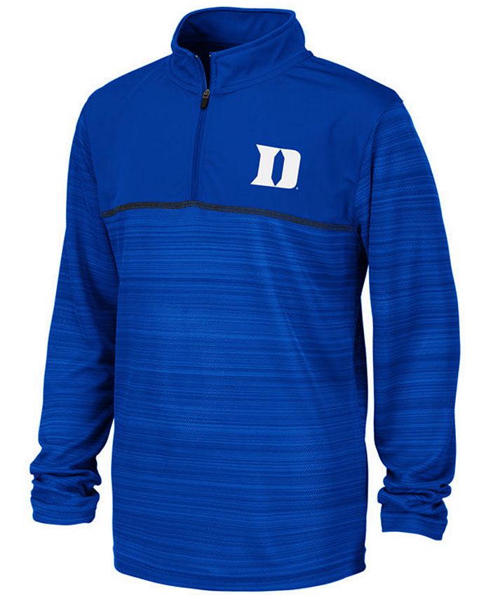 Colosseum Big Boys Duke Blue Devils Striped Mesh QuarterZip Pullover