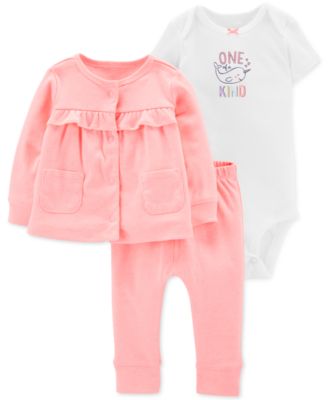 Carter's - Baby Girls 3-Pc. Cardigan Sweater, Bodysuit & Pants Set