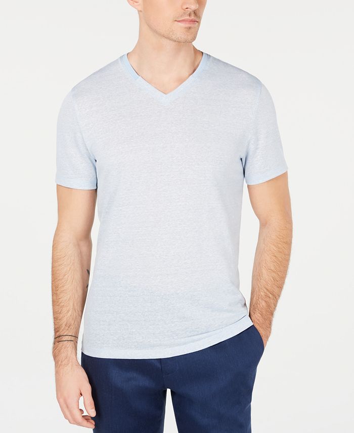 Alfani Men's Linen Blend V-Neck T-Shirt, Created for Macy's - Macy's