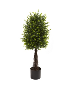 Nearly Natural 35" Ixora Topiary Uv Resistant In Green