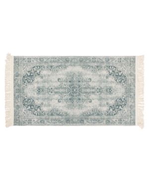 French Connection Montana Vegetable Dyed Cotton 26" X 45" Accent Rug Bedding In Blue