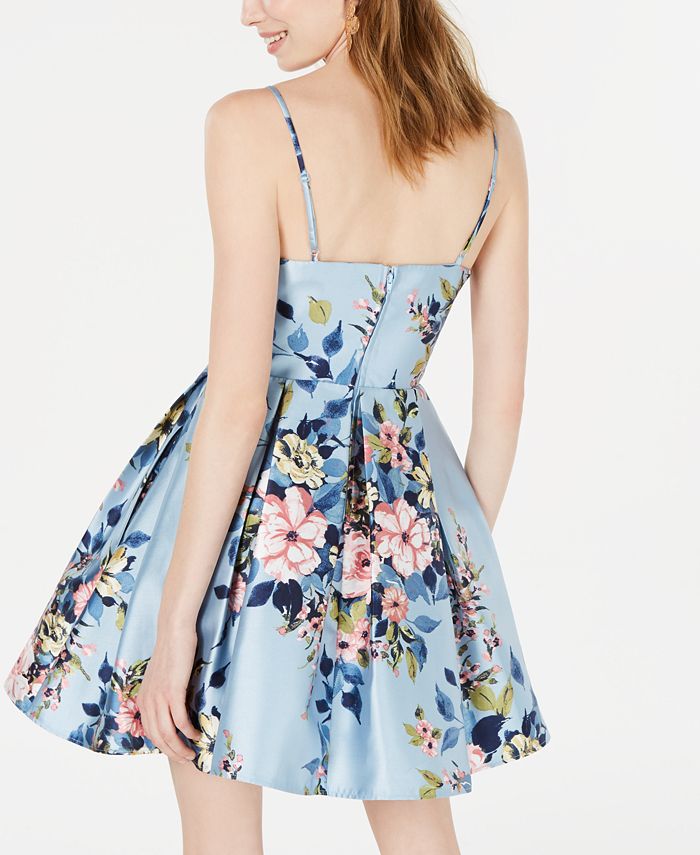 Teeze Me Juniors' Floral-Print Fit & Flare Dress - Macy's
