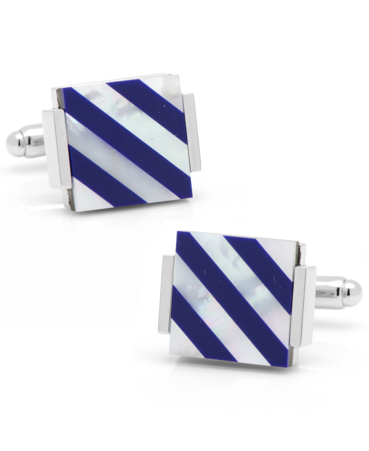 Floating Mother of Pearl Striped Cufflinks - Blue