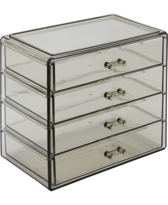 4 Drawer Clear Makeup Organizer and Storage for Cosmetics, Jewelry and more Clear Makeup Organizer for Vanity, College Dorm