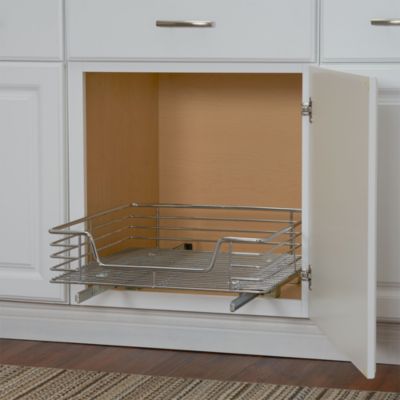 Design Trend 20" Extended Depth 1-Tier Single Sliding Under Cabinet Shelf 