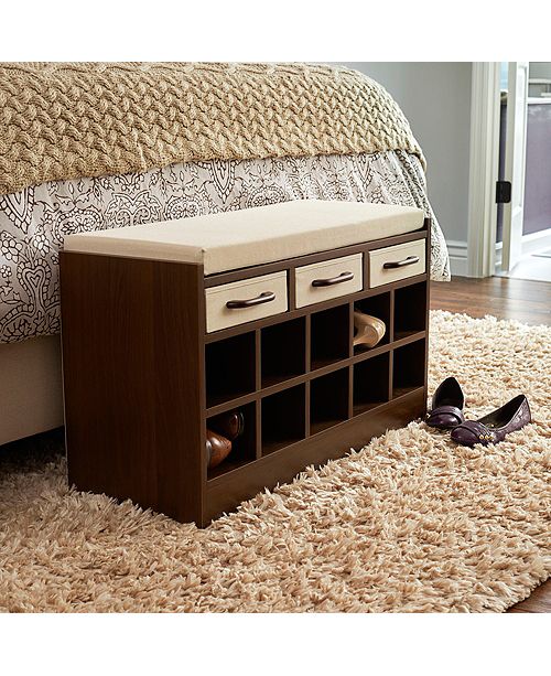 Household Essentials Entryway Storage Bench Seat With Shoe Cubbies