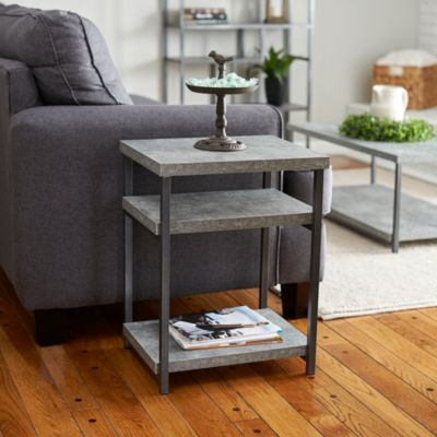 Slate Faux Concrete Low Side Table